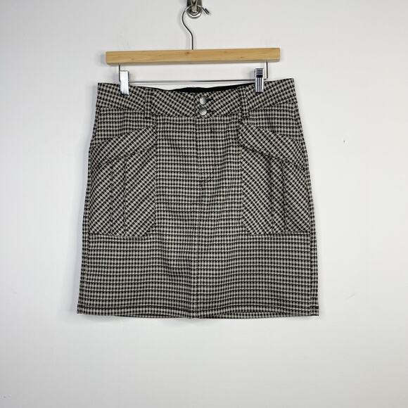 Democracy Ab-Solution Madeleine Houndstooth Ponte Knit Utility Short Skirt 8 new - Picture 1 of 13
